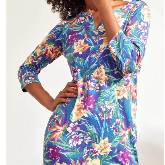 Caribbean Joe Tropical Floral Women's tunic printed dress - Picture 2 of 5